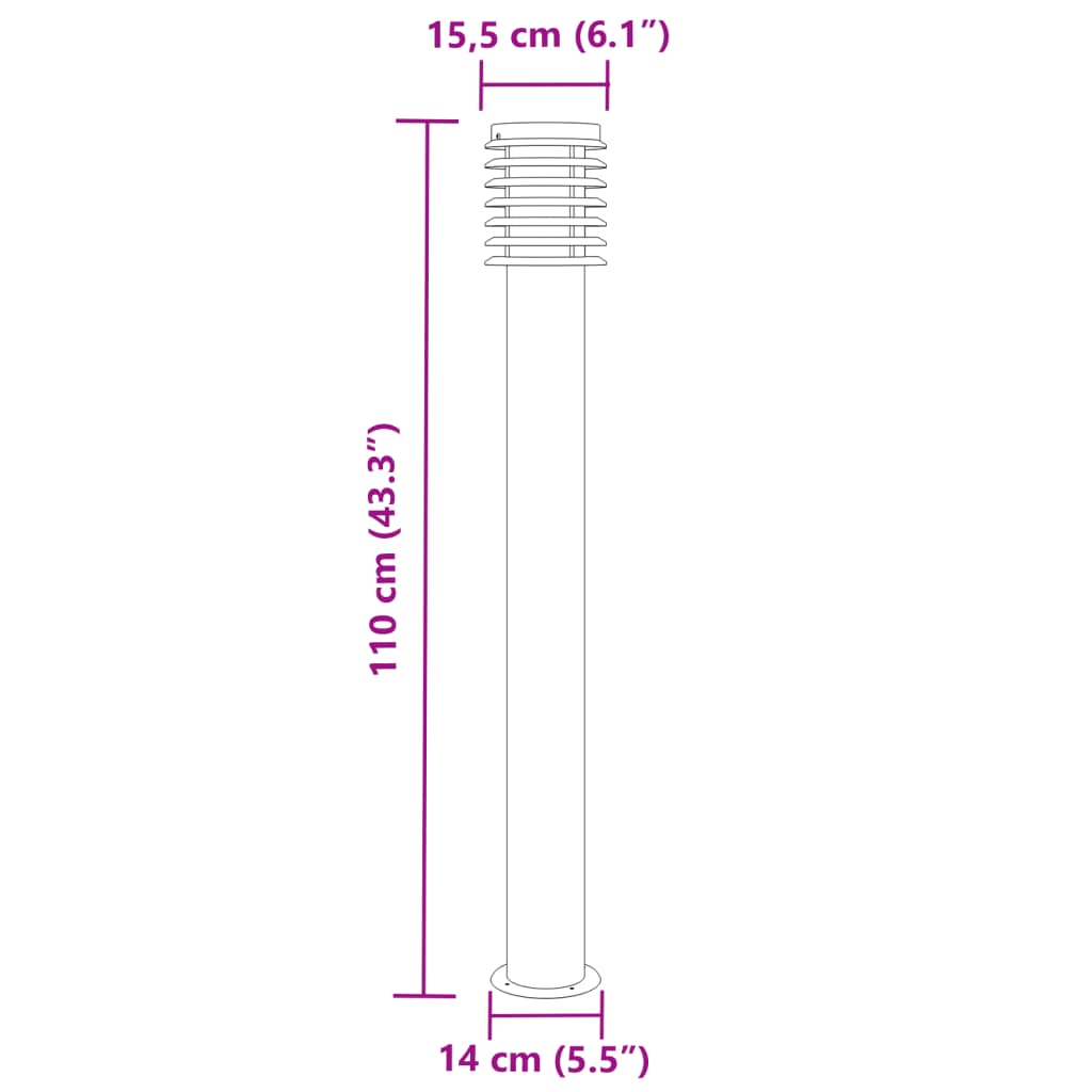 Vloerlamp voor buiten 110 cm roestvrijstaal zwart - AllerleiShop