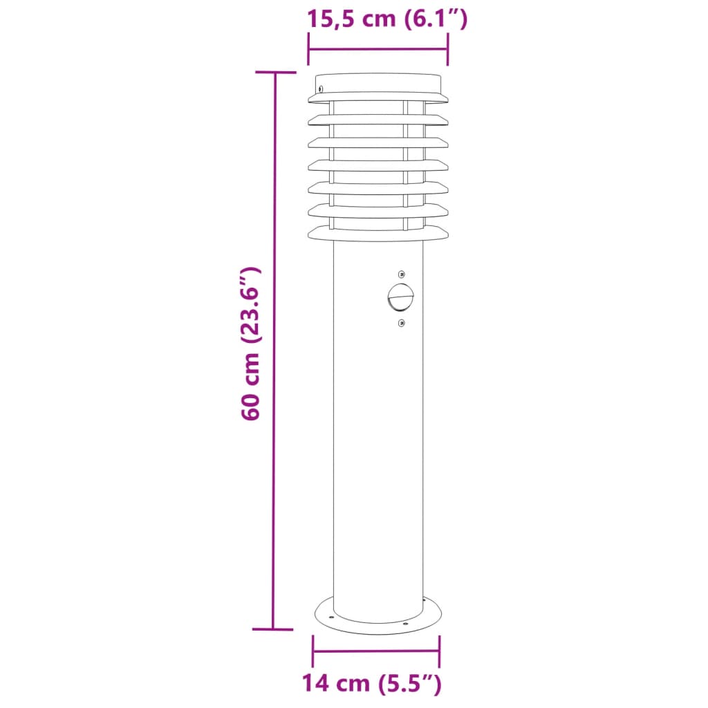 Vloerlamp voor buiten met sensor 60 cm roestvrijstaal zilver - AllerleiShop