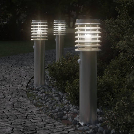 Vloerlamp voor buiten met sensor 60 cm roestvrijstaal zilver - AllerleiShop