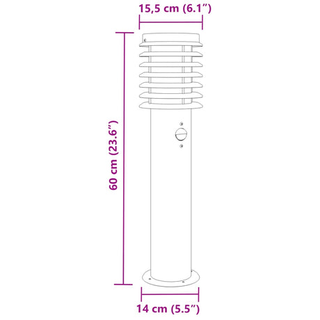 Buitenvloerlampen 3 st met sensors 60 cm roestvrijstaal zilver - AllerleiShop