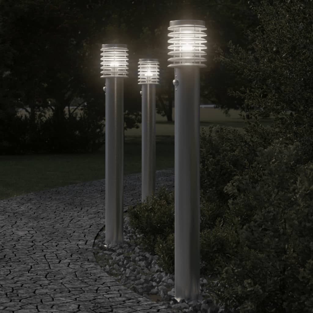 Vloerlamp voor buiten met sensor 110 cm roestvrijstaal zilver - AllerleiShop