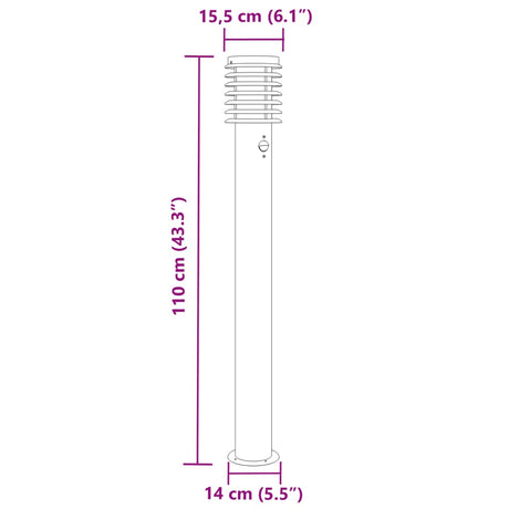 Buitenvloerlampen 3 st met sensors 110 cm roestvrijstaal zilver - AllerleiShop