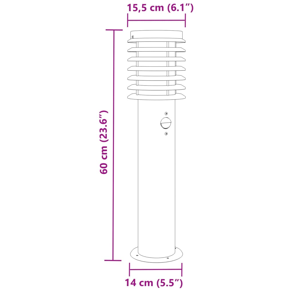 Vloerlamp voor buiten met sensor 60 cm roestvrijstaal zwart - AllerleiShop