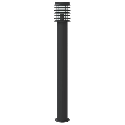 Buitenvloerlampen 3 st met sensors 110 cm roestvrijstaal zwart - AllerleiShop