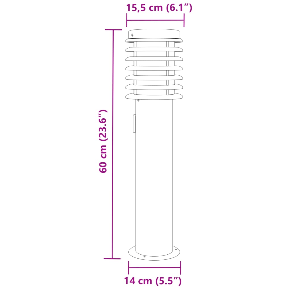 Buitenvloerlamp met stopcontact 60 cm roestvrijstaal zilver - AllerleiShop