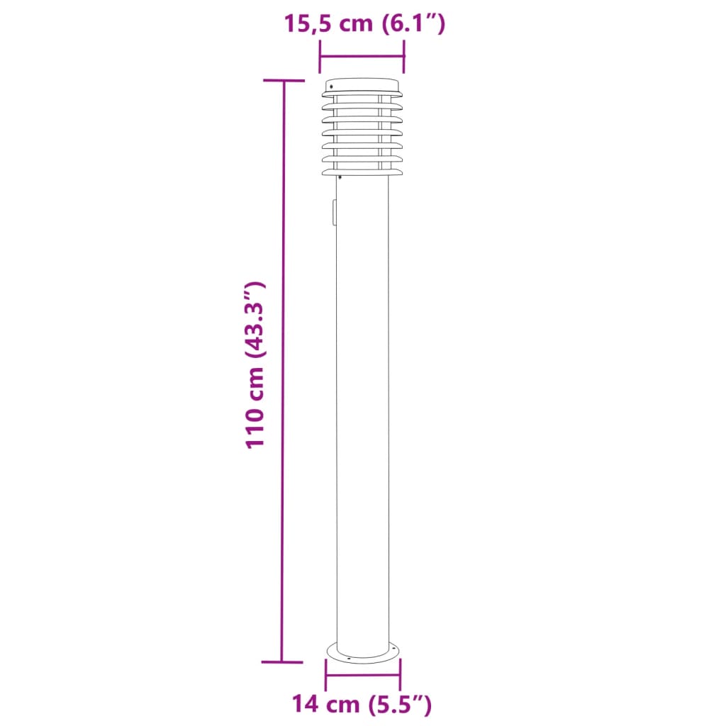 Buitenvloerlamp met stopcontact 110 cm roestvrijstaal zilver - AllerleiShop