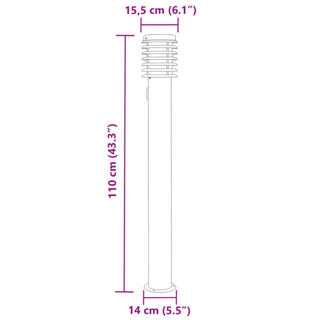 Buitenvloerlamp met stopcontact 110 cm roestvrijstaal zilver - AllerleiShop