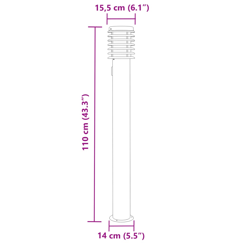 Buitenvloerlampen 3 st stopcontact 110 cm roestvrijstaal zilver - AllerleiShop