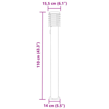 Buitenvloerlampen 3 st stopcontact 110 cm roestvrijstaal zilver - AllerleiShop