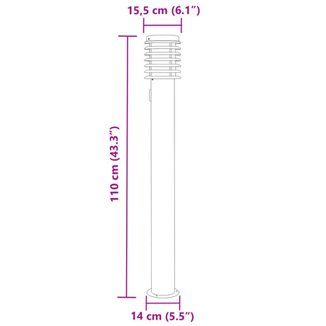 Buitenvloerlampen 3 st stopcontact 110 cm roestvrijstaal zilver - AllerleiShop