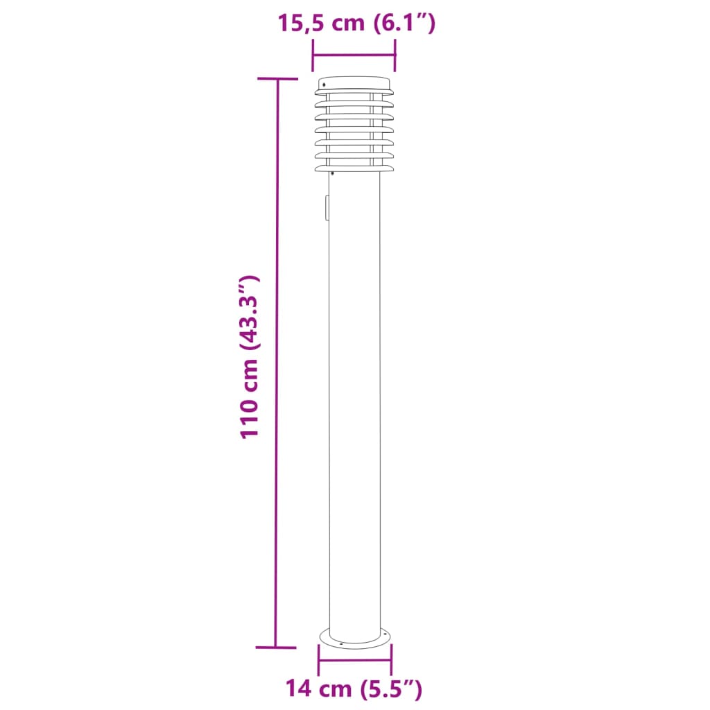 Buitenvloerlamp met stopcontact 110 cm roestvrijstaal zwart - AllerleiShop