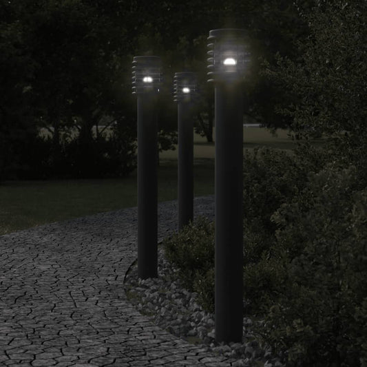 Buitenvloerlampen 3 st stopcontact 110 cm roestvrijstaal zwart - AllerleiShop