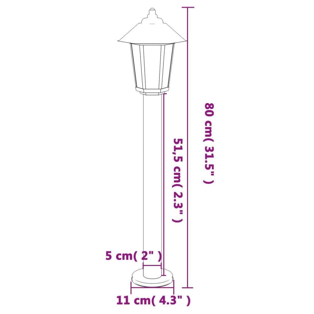 Vloerlamp voor buiten 3 st 80 cm roestvrijstaal zilverkleurig - AllerleiShop