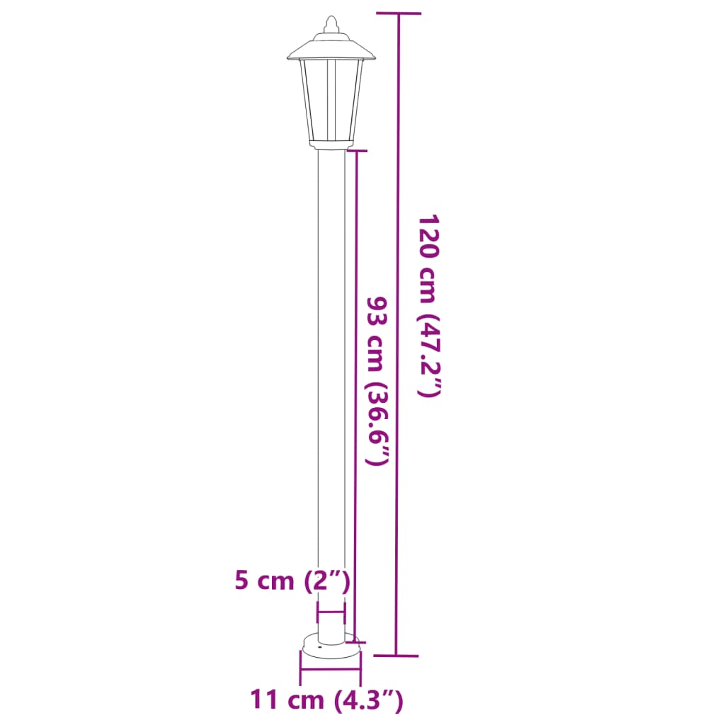 Vloerlamp voor buiten 120 cm roestvrijstaal zilverkleurig - AllerleiShop