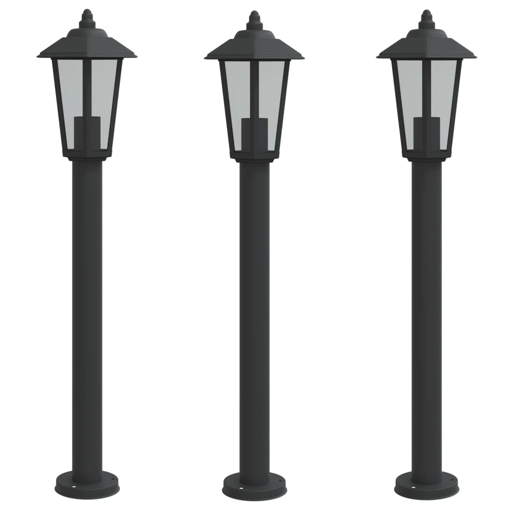 Vloerlamp voor buiten 3 st 80 cm roestvrijstaal zwart - AllerleiShop