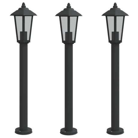 Vloerlamp voor buiten 3 st 80 cm roestvrijstaal zwart - AllerleiShop