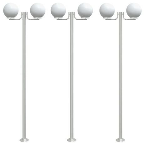 Buitenvloerlampen 3 st 215 cm roestvrij staal zilverkleurig - AllerleiShop