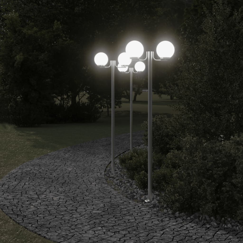 Buitenvloerlampen 3 st 215 cm roestvrij staal zilverkleurig - AllerleiShop