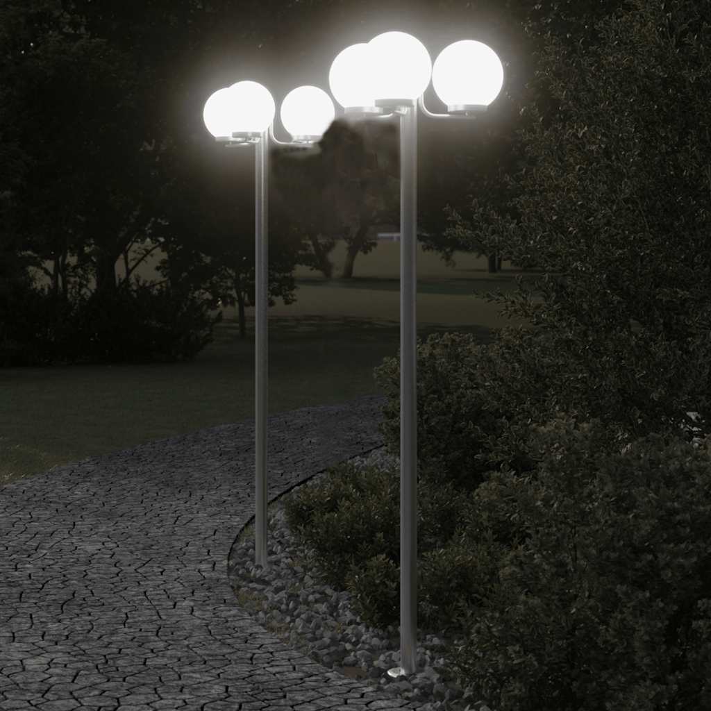 Vloerlamp voor buiten 2 st 215 cm roestvrij staal zilverkleurig