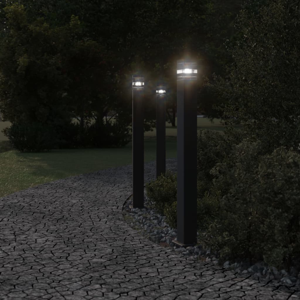 Vloerlampen voor buiten 3 st 110 cm aluminium zwart - AllerleiShop