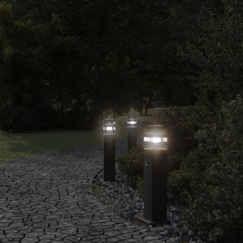 Vloerlampen voor buiten met sensor 50 cm aluminium zwart - AllerleiShop