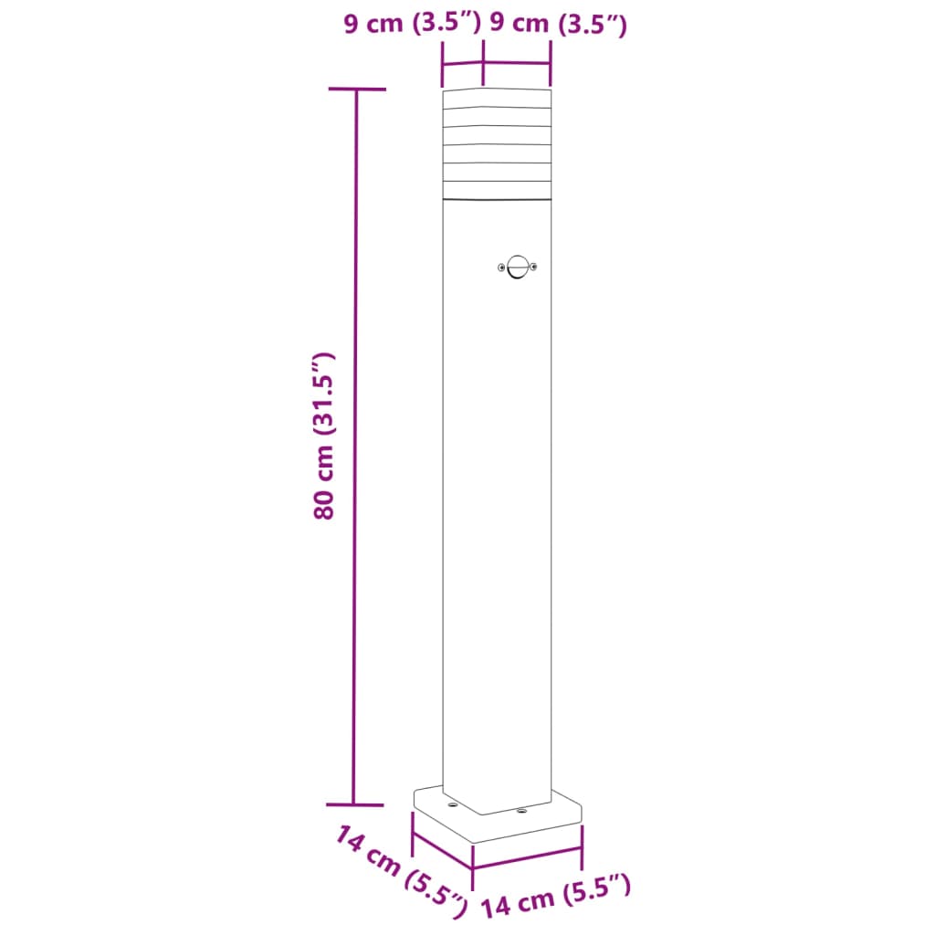 Vloerlampen voor buiten 3 st met sensor 80 cm aluminium zwart - AllerleiShop