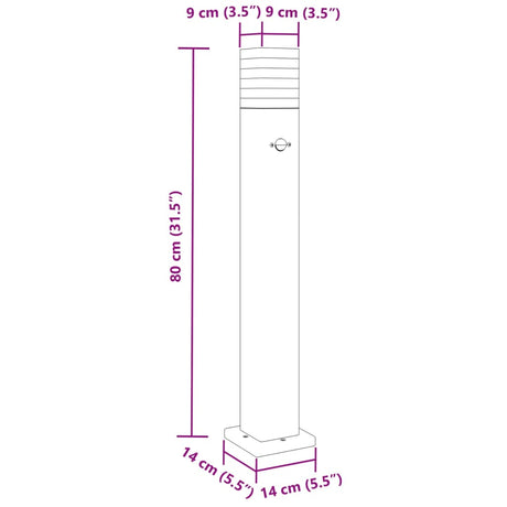 Vloerlampen voor buiten 3 st met sensor 80 cm aluminium zwart - AllerleiShop