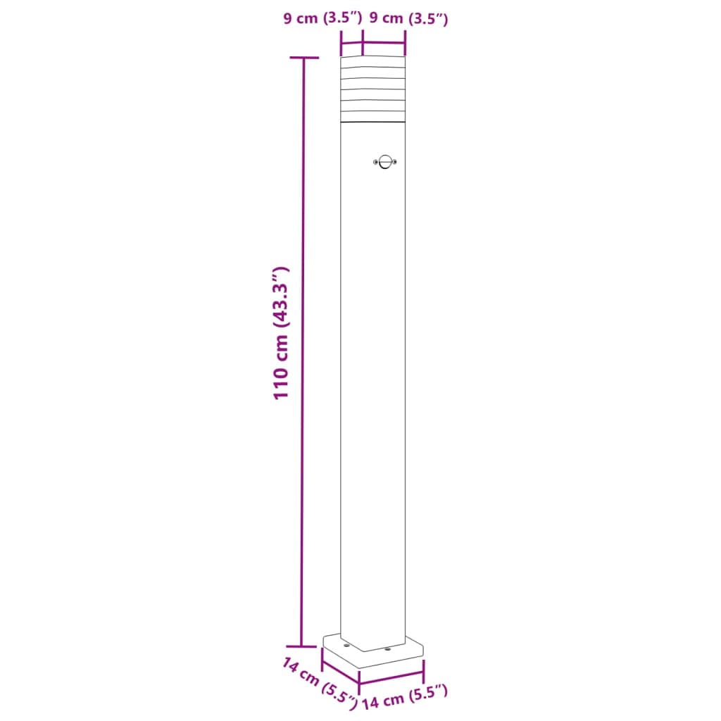 Vloerlamp voor buiten met sensor 110 cm aluminium zwart - AllerleiShop