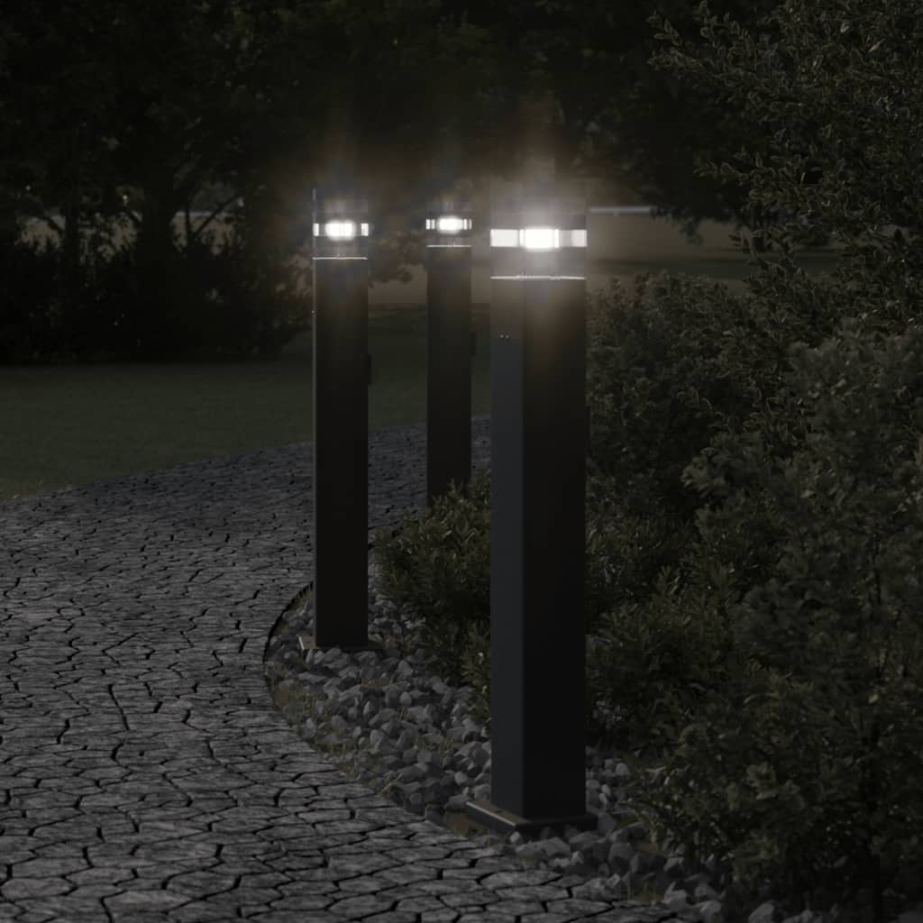 Buitenvloerlampen 3 st met stopcontact 80 cm aluminium zwart - AllerleiShop