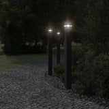 Buitenvloerlampen 3 st met stopcontact 110 cm aluminium zwart - AllerleiShop