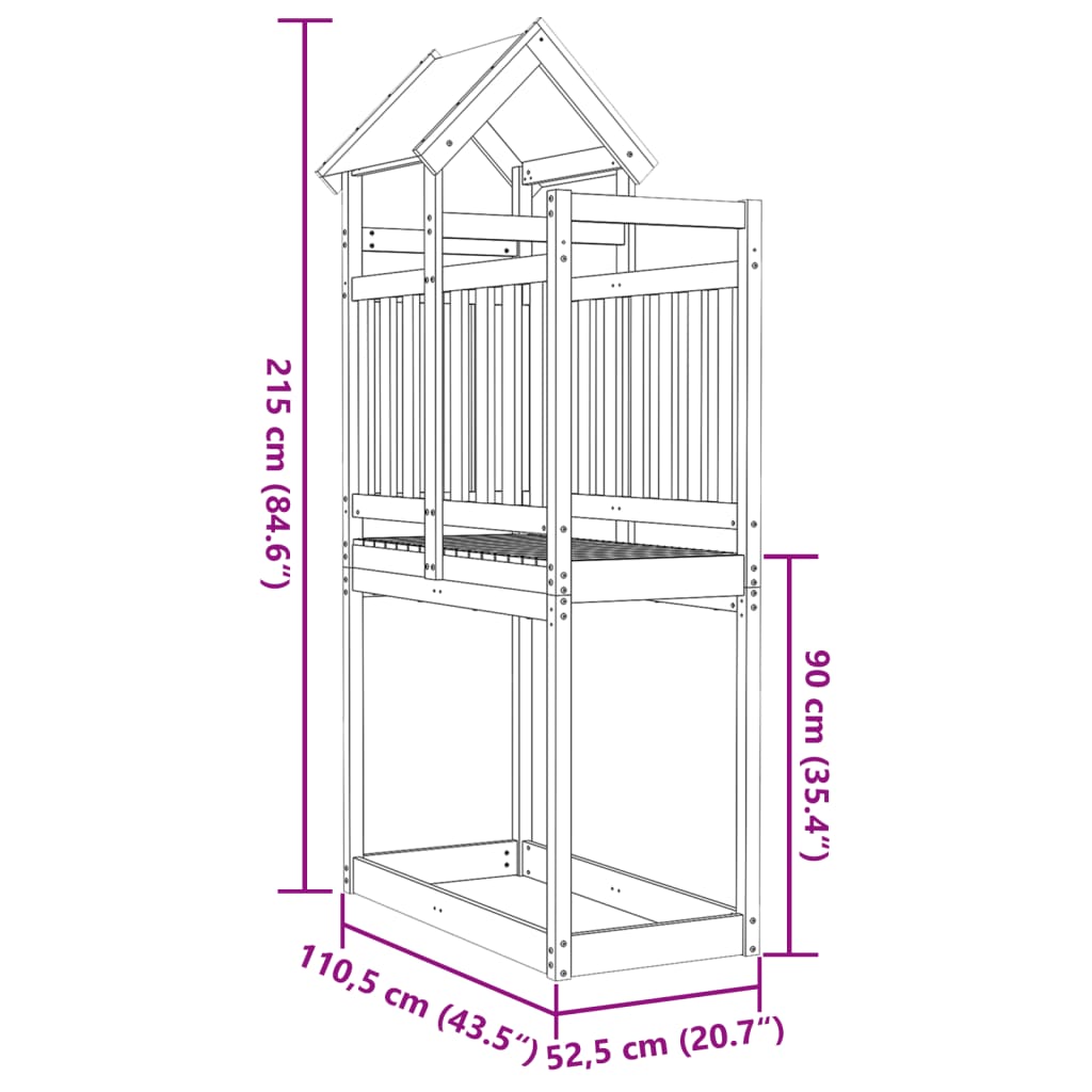 Speeltoren 110,5x52,5x215 cm massief grenenhout - AllerleiShop