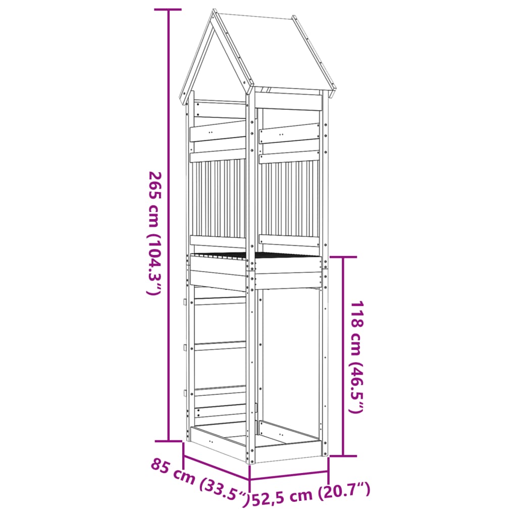 Speeltoren 85x52,5x265 cm massief grenenhout - AllerleiShop