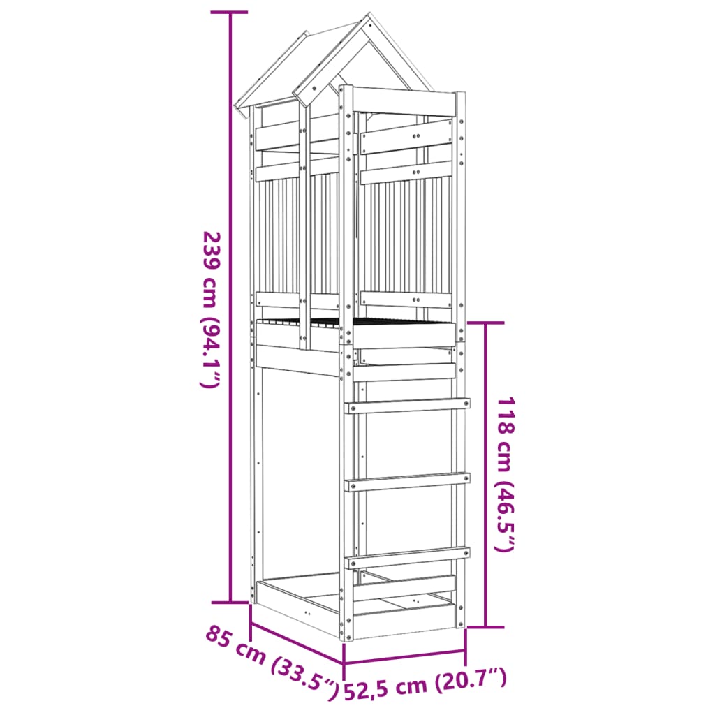 Speeltoren 85x52,5x239 cm massief grenenhout - AllerleiShop