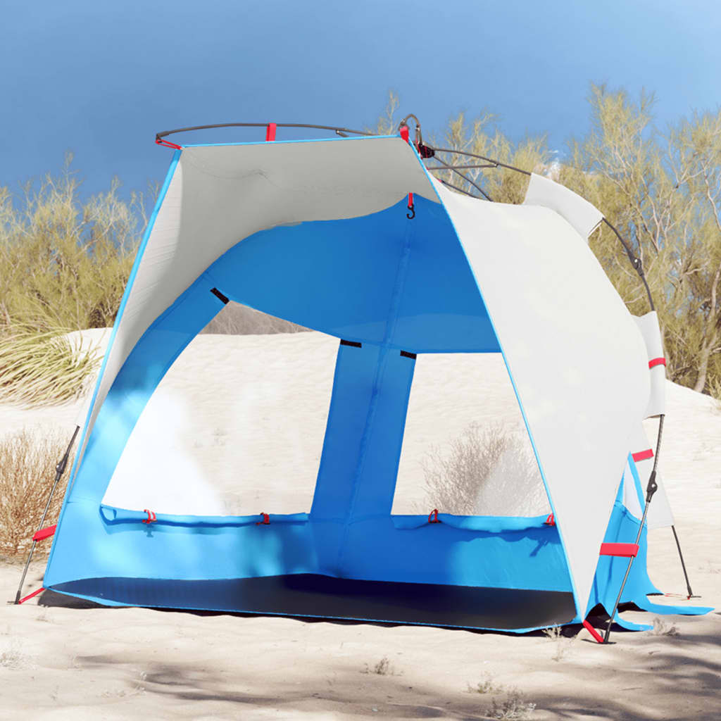 Strandtent 2-persoons waterdicht snelontgrendeling azuurblauw - AllerleiShop