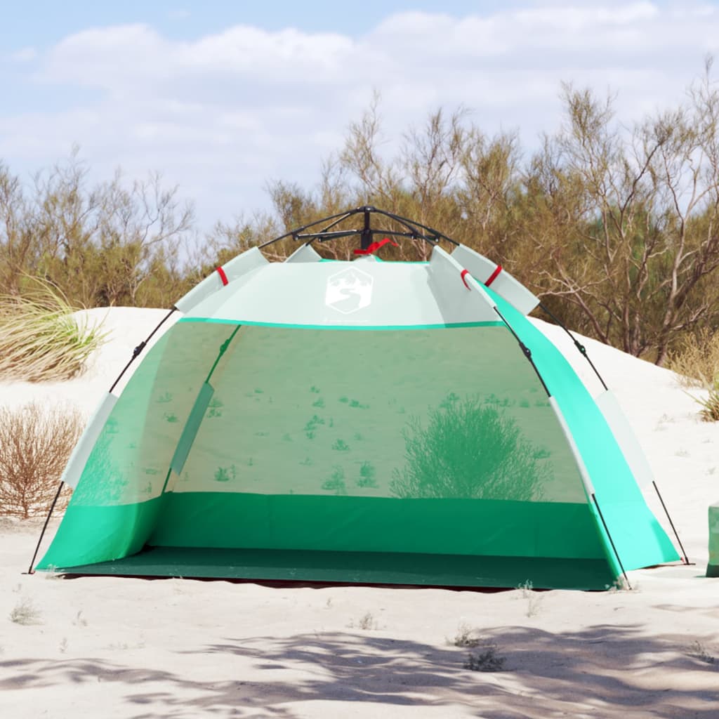 strandtent 2-persoons waterdicht snelontgrendeling zeegroen - AllerleiShop