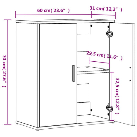 Dressoirs 2 st 60x31x70 cm bewerkt hout bruin eikenkleurig - AllerleiShop