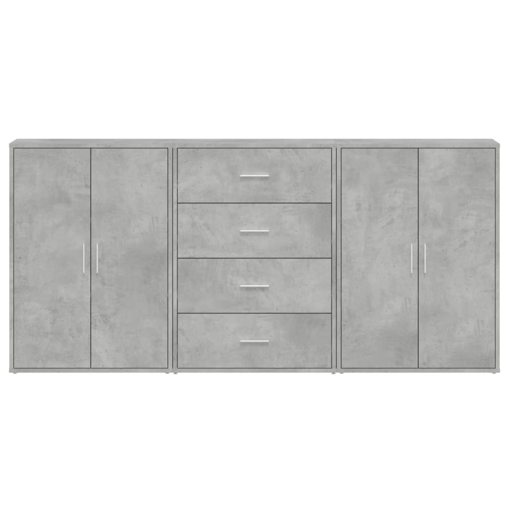 Dressoirs 3 st 60x31x84 cm bewerkt hout betongrijs - AllerleiShop