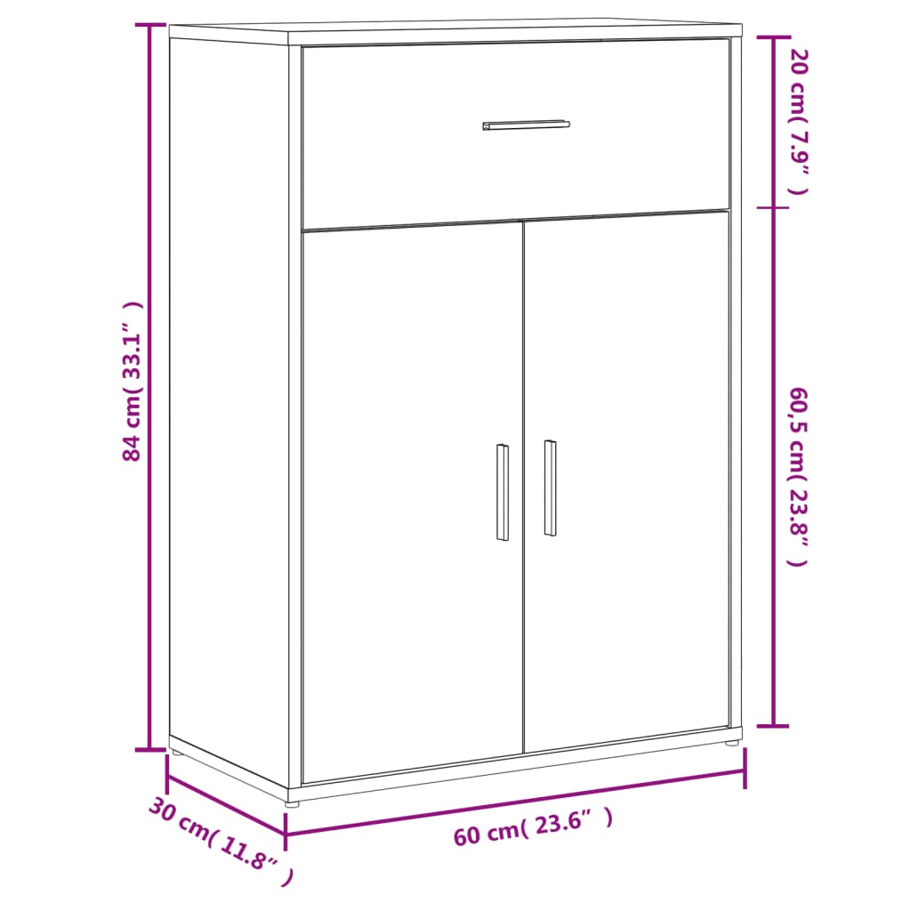 Dressoirs 2 st 60x30x84 cm bewerkt hout betongrijs - AllerleiShop