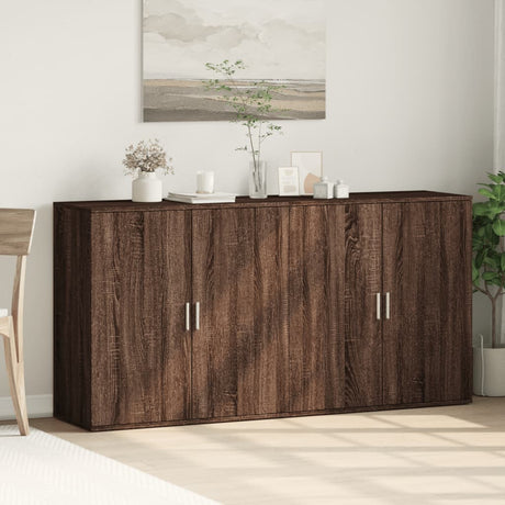 Dressoirs 2 st 79x38x80 cm bewerkt hout bruin eikenkleurig - AllerleiShop