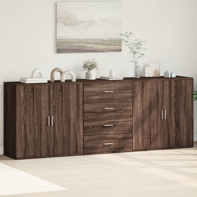 Dressoirs 3 st bewerkt hout bruin eikenkleur - AllerleiShop