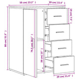 Dressoirs 2 st 59x39x80 cm bewerkt hout gerookt eikenkleurig - AllerleiShop