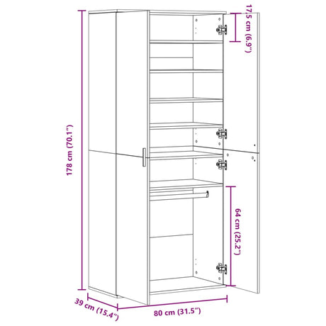 Schoenenkast 80x39x178 cm bewerkt hout wit - AllerleiShop