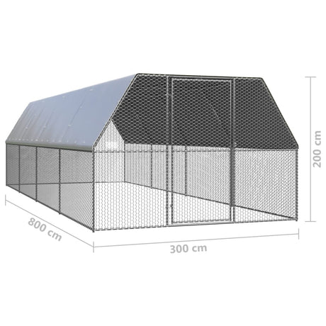 Kippenhok 3x8x2 m gegalvaniseerd staal - AllerleiShop