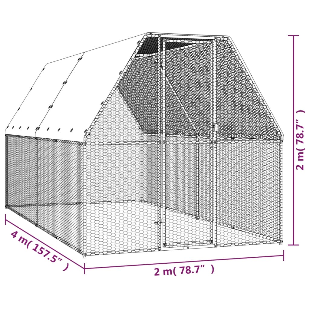 Kippenhok 2x4x2 m gegalvaniseerd staal - AllerleiShop