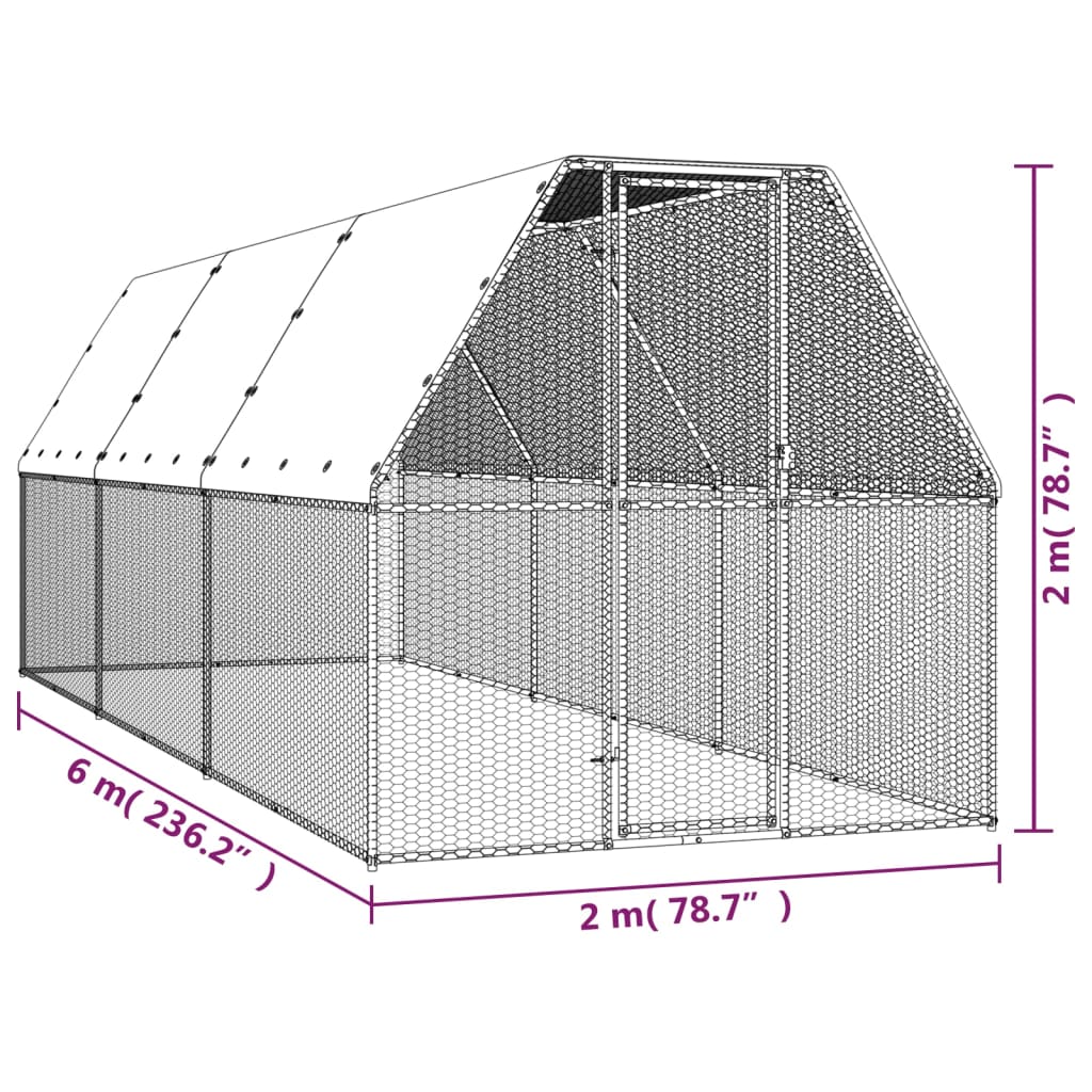 Kippenhok 2x6x2 m gegalvaniseerd staal - AllerleiShop