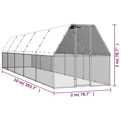 Kippenhok 2x10x2 m gegalvaniseerd staal - AllerleiShop