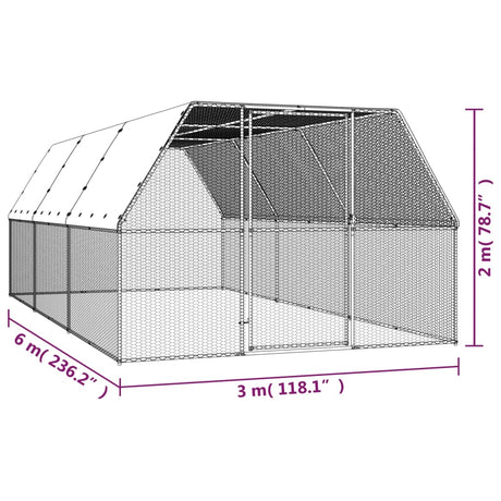 Kippenhok 3x6x2 m gegalvaniseerd staal - AllerleiShop