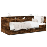 Slaapbank met lades zonder matras 90x190 cm gerookt eikenkleur