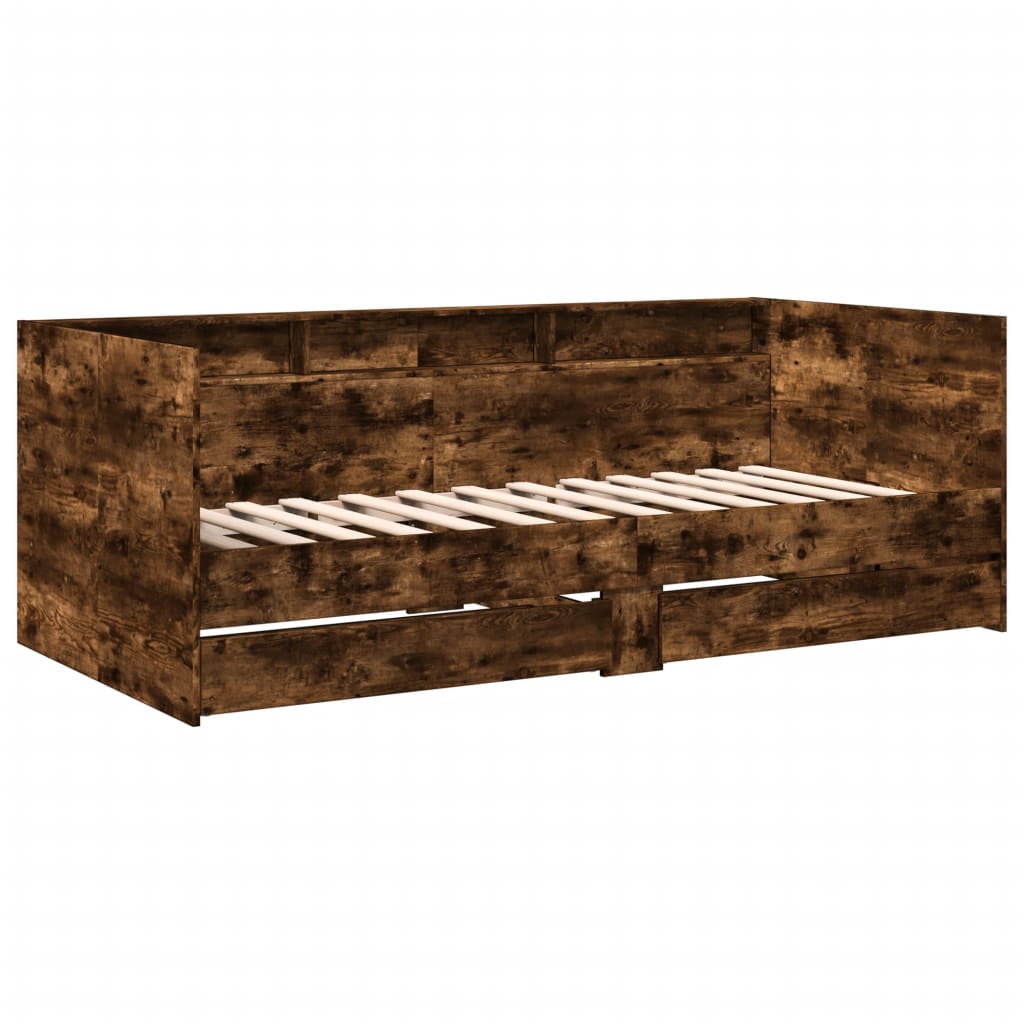 Slaapbank met lades zonder matras 90x190 cm gerookt eikenkleur