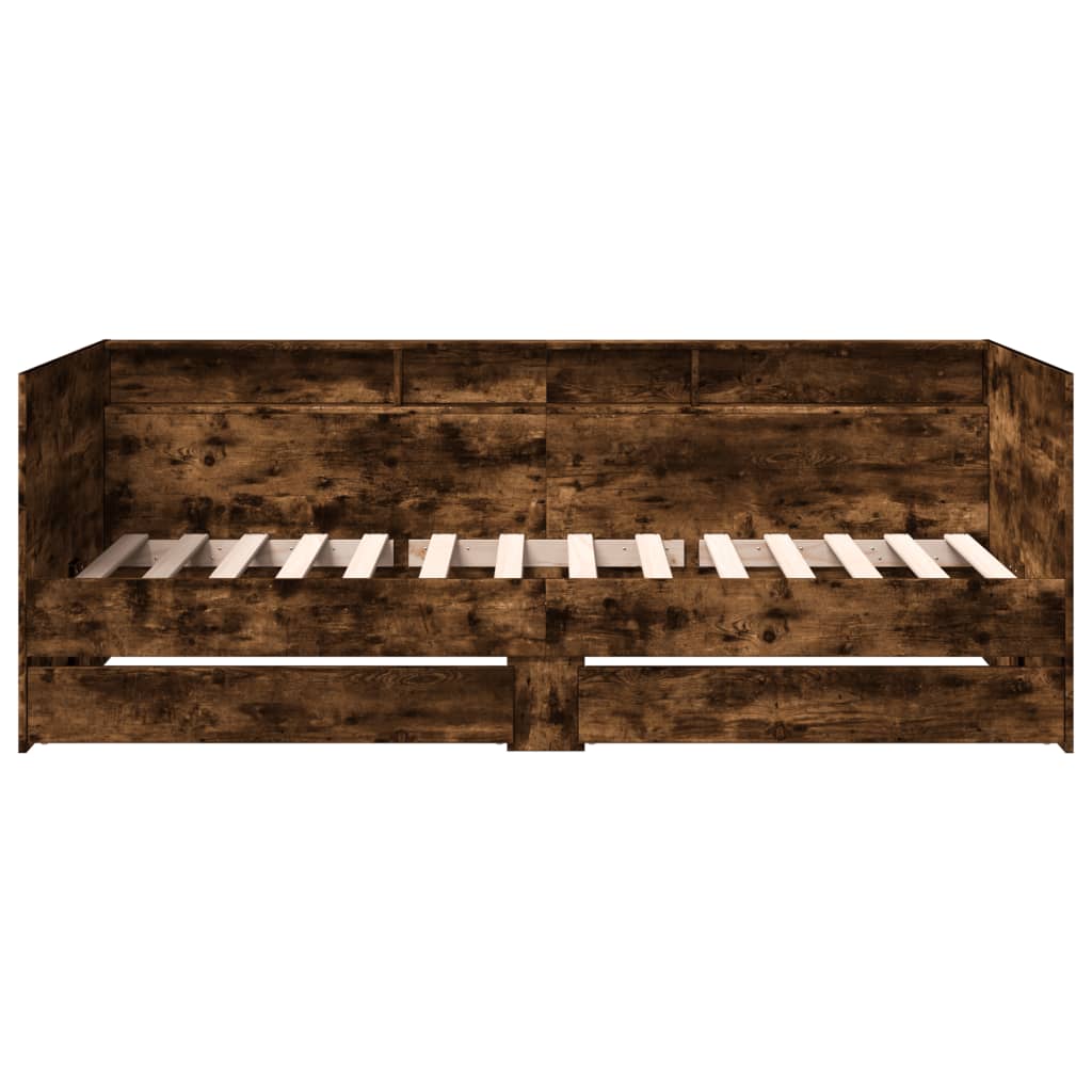 Slaapbank met lades zonder matras 90x190 cm gerookt eikenkleur